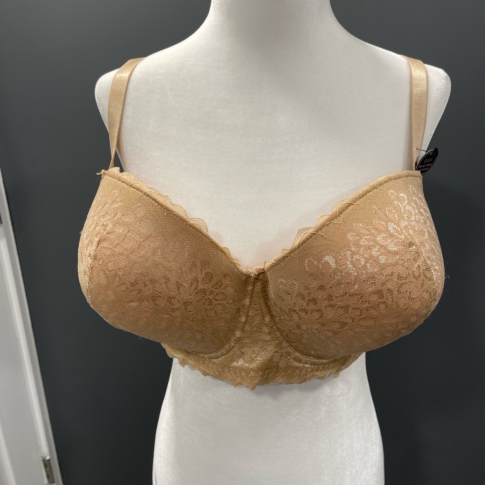 New Body Frosting Tan Lace Bra 44d C17